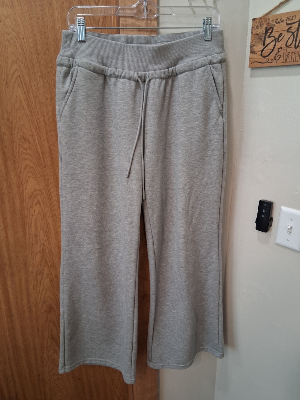 Casual Wide Leg Sweatpants - Light Gray